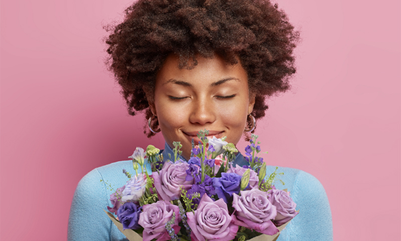 woman with flowers