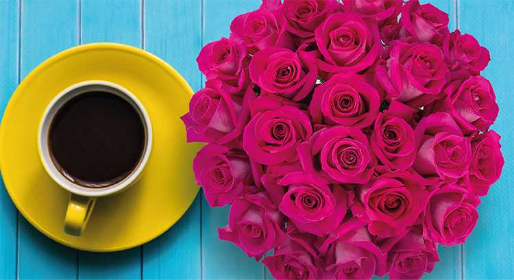 Roses fresh flowers and breakfast for mom